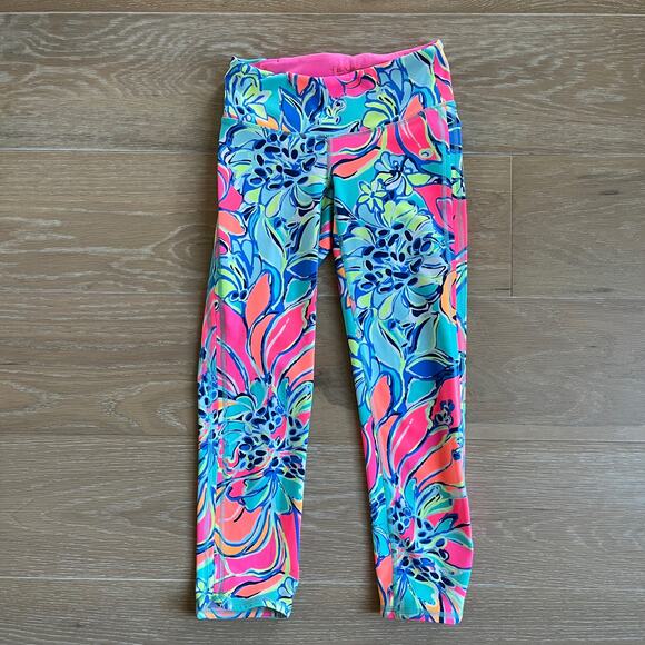 Lilly Pulitzer Upf 50+ Luxletic 21" Weekender Cropped Pant Aqua Breezy Babe - Picture 1 of 4